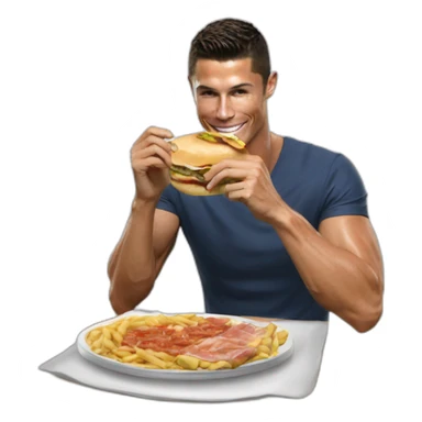 crea a cristiano ronaldo comiendo salchipapa sticker