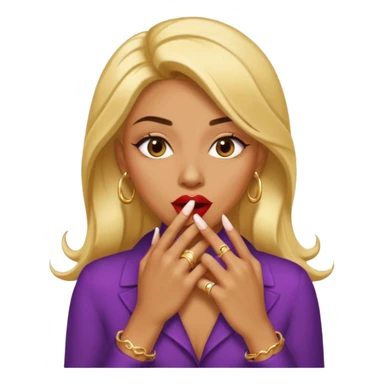 Big lips long nails bestie circle head biting her 1 nail sticker