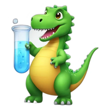 dino holding a test tube sticker