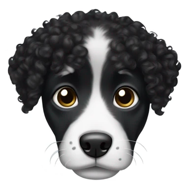 Black curly hair dog face with white snout and white eyebrows sticker
