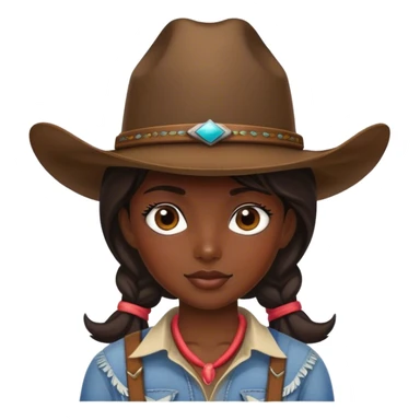 portrait of a dark-skinned girl with cowboy hat sticker