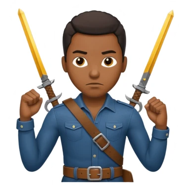 Black man with a belt folded in his right hand like a weapon sticker