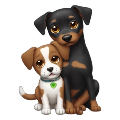 Black mackerel cat hugging brown Jack Russell dog sticker