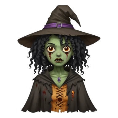 black curly hair, dark skin Zombie Witches sticker