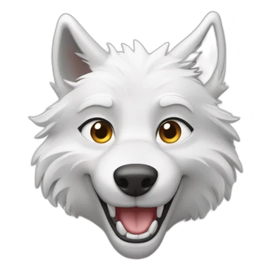 Loup blanc qui fait un beau sourire montrant ses belles dents sticker