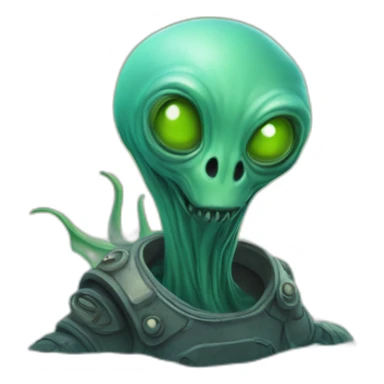 Un alien nage dans la mer sticker