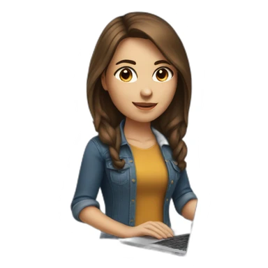 pretty programmer girl with brown hair working with MacBook sticker
