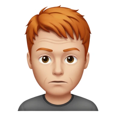 The 🤨 raised eyebrow emoji but with short ginger hair (a man) sticker