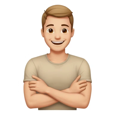 arms crossed around neck laughing guy sticker