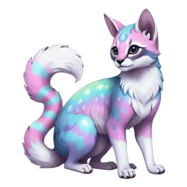 Colorful nebulae nebula starry galactical shiny tropical pale light fruity pastel white glorious iridescent divine exotic cute cool beautiful realistic antasy-caracal-civet-genet-sergal-vernid-Cacomistle-Trico-oncilla-animal-Fakémon-hybrid-fursona (full body) sticker