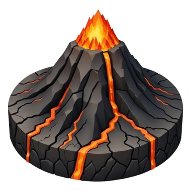 A dormant volcano surrounded by hardened magma paths. sticker