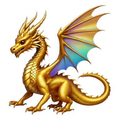 a golden dragon with two legs and two wings sticker