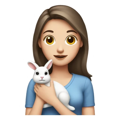 brunette white girl holding rabbit sticker