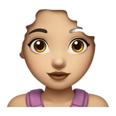 A cute Métis girl with a very clear complexion. She has black hair with large curls, which descend to her shoulders, and a pink lipstick on luscious lips. sticker
