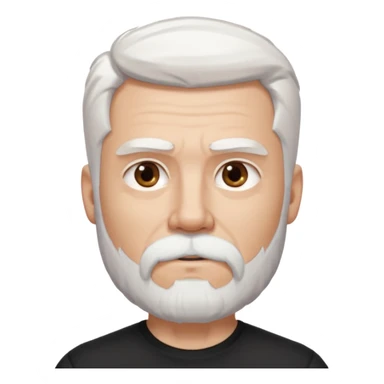 White haired muscled adult man with a black t-shirt. He has white beard and a long goatee. Dark brown eyes. Strong neck. Attractive. sticker