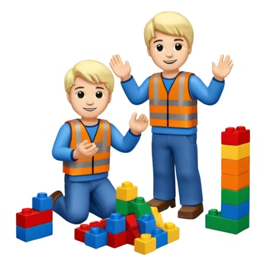 boys playing with legos full body sticker