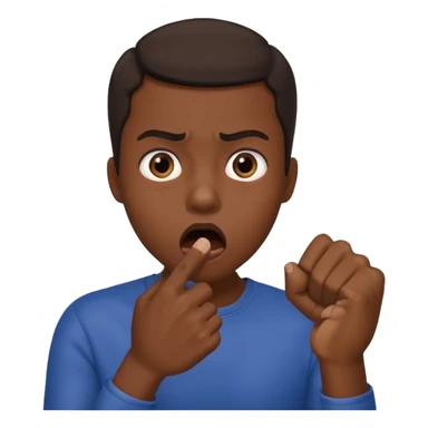 Darker skinned person who is shocked/ suprised and has their hand in a fist over their mouth sticker