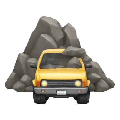 car and mountain rock hazard sticker