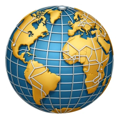 a globe with interconnected lines, representing global cooperation sticker