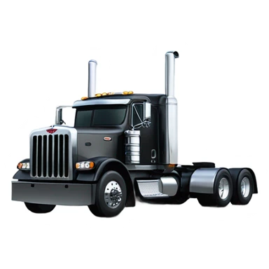 Peterbilt 389 black with flat top and dual rear tires and flat bumper sticker