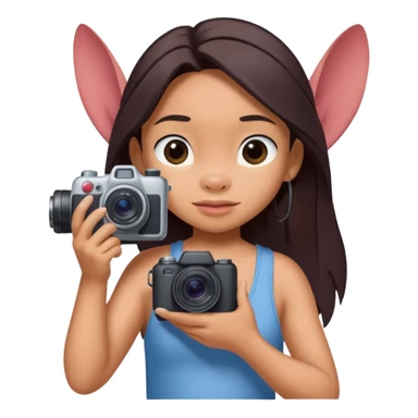 Lilo from Lilo & Stitch holding a camera, back view sticker