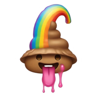 Poop with a hat and rainbow tongue sticker