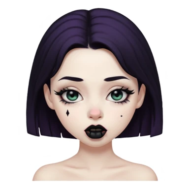 Goth girl with her eyes rolled up and towards her nose and her tongue sticking out doing uwu face sticker