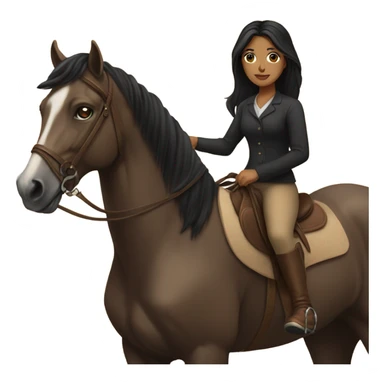 Light brown girl with black hair riding a tan horse sticker