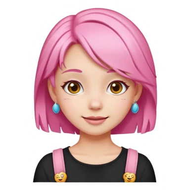 cute pink haired girl with cheerful pose and cute accessories. apple emoji style and remove the apple. sticker