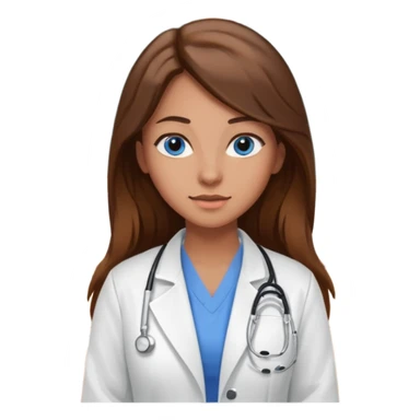 pretty female nursing student with long brown hair, blue eyes inside a classroom at university sticker