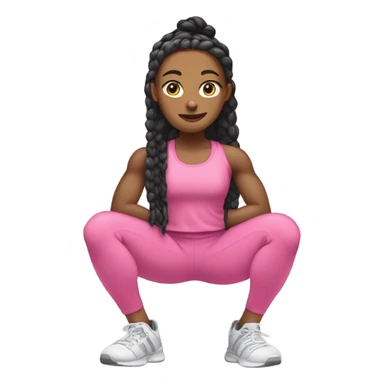 Khalyn doing squats in the gym with pink gym clothes and long braids  sticker
