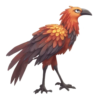 earthly muddy fresh Cool Cute Fantasy legendary jungle-bird plant-grass-type-Dendro-Phoenix-avian Fakemon full body sticker