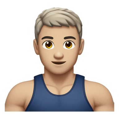 Create a half caucasian and half hispanic physically fit boy wrestler with a grey and navy blue wrestling singlet.  The boy has hazel colored eyes with dark eyebrows and a beachy short haircut with dark brown hair sticker