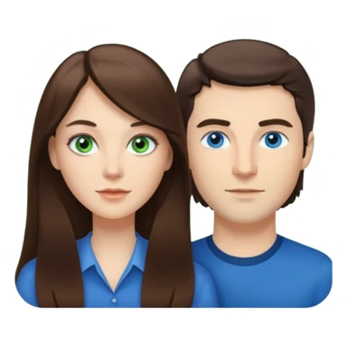 “A Polaroid-style photo of a couple with a heart of a white woman with long brunette hair and blue eyes, and a white man with short brunette hair and green eyes.” sticker