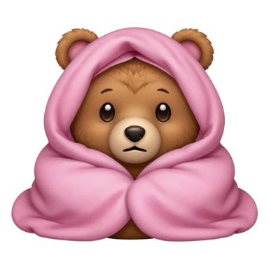 Scared teddy bear hiding under light pink covers sticker