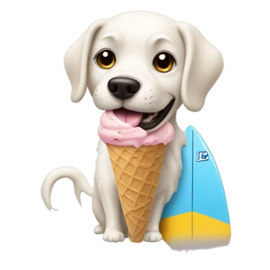 Dog eat ice cream and surfing  sticker