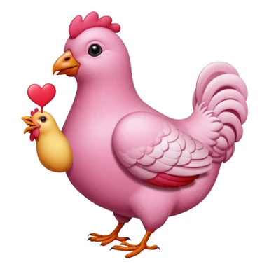An pink pigeon eating heart shaped chicken  sticker