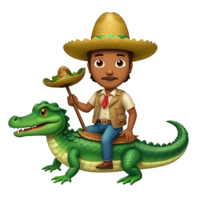 A Mexican in a sombrero riding an alligator sticker
