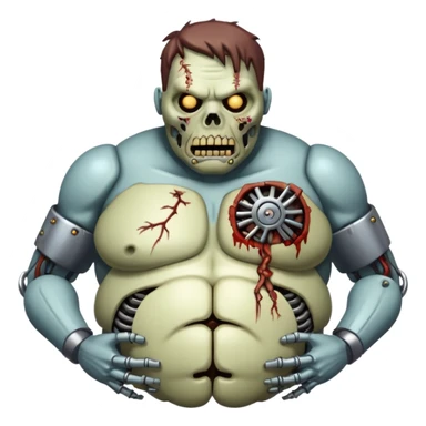 fat cyborg zombie with metal parts sticker