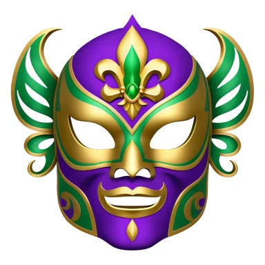 Louisiana themed luchador mask with fleur-de-lis and Mardi Gras colors (purple, green, gold) sticker