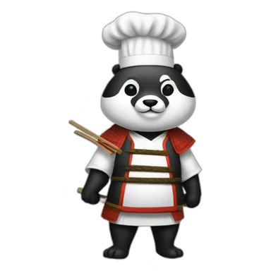 Panda samurai chef cuisinier sticker