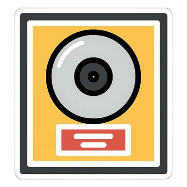 platinum record award in a black frame, shiny disc, music plaque, color icon sticker