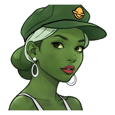 A pretty girl biting her lip and looking Down at you with half open eyed sticker