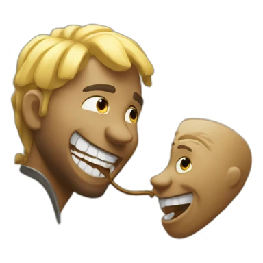 a man touching the jungle musician goldie’s teeth sticker