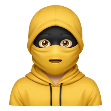 masked yellow emoji covering head and face / rap style like yeat kinda cloth covering head and face. rap style and minimalistic and mysterious sticker