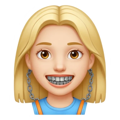 girl with metal braces on teeth sticker