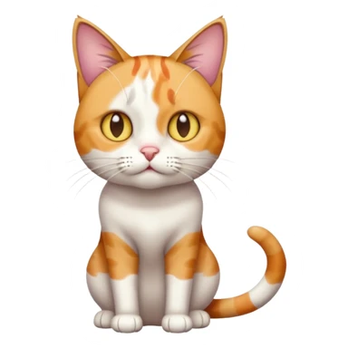 full body colourful calico tabby cat with disproportioned head with an anxious face and fully white front legs sticker
