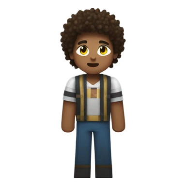 kid with curly hair in minecraft costume sticker