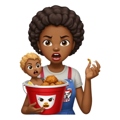 tsion angry black girl ragebait fat running 100 kfc chicken dirty mouth angry bad word sticker