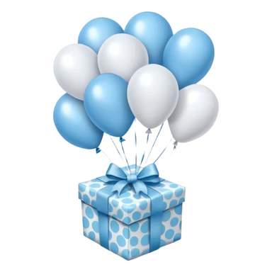 Please make light blue and white balloons too, make several and tie them to a gift, the gifts with the most balloons, make the light blue and white balloons sticker